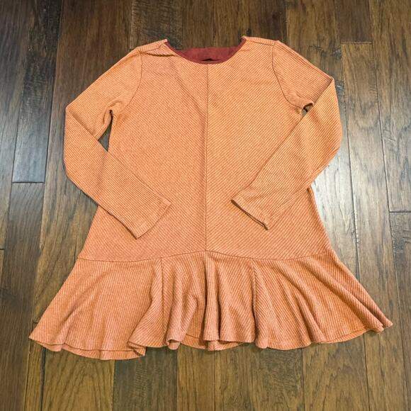 THML Anthro Women's Small Burnt Orange Soft Flowy Long Sleeve Sweater Ruffle - Picture 8 of 13